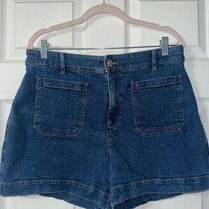 LOFT Dark Blue High-Rise Pocket Jean Shorts